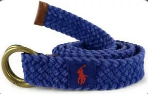 POLO RALPH LAUREN Herren Gürtel aus Baumwolle mit Lederbesatz, blau, Größe S, neu mit Etikett - Bild 1 von 3