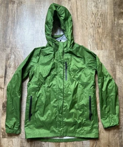 REI Kids XL 18 Rain Jacket Coat Hooded Green - Picture 1 of 8