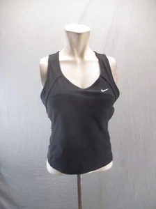 NIKE FIT DRY Size L (12-14) Girl BLK Scoop Neck Athletic Racer Back Tank Top 829 - Picture 1 of 10