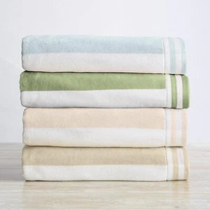 4-Pack Oversized 35x70 Cabana Stripe Beach Towels, Quick Dry Cotton Velour - Picture 1 of 7