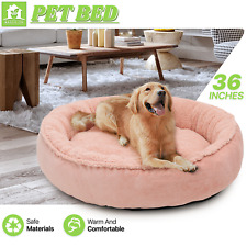 Warm Short Plush Pet Dog Cat Bed Soft Calming Bed Donut Self Warming Kennel Nest