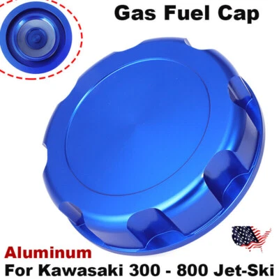 For Kawasaki 300 440 550 650 750 800 SX X2 SXR Jet-Ski Billet Gas Fuel Cap Blue - Image 1 of 4
