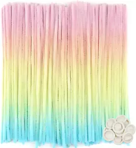 100Pcs Gradient Pipe Cleaners Colored Chenille Stems for Crafts 12 Inch Fuzzy St - Picture 1 of 7
