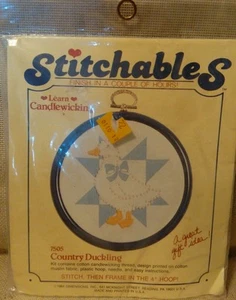 Stitchables Country Duckling Candlewicking Kit 4" Hoop Small Craft Vintage Kit - Picture 1 of 4