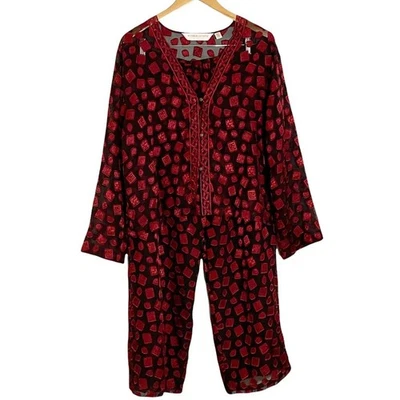 Vintage 1995 Victoria’s Secret Collection Pajama Set Sz L Loungewear Black Red  Foto 1 de 4