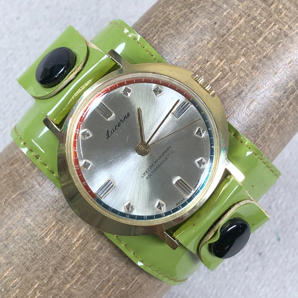 Vestido feminino Lucerna pulseira de couro verde suíço corda mecânica relógio 38mm - Imagem 1 de 4