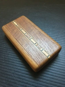Vintage Holz Slide-Top Schmuck Einbaum Box mit Deko Intarsien & Herz Design - Bild 1 von 7