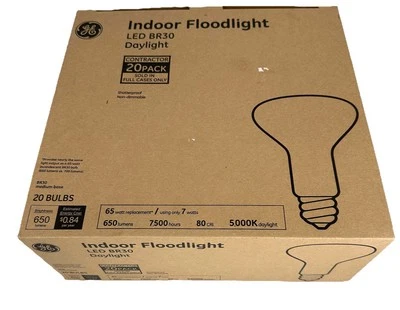 20 GE 65-Watt BR30 DAYLIGHT LED Floodlight Bulbs - 650 Lumens NEW! - Image 1 of 3