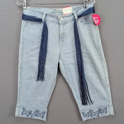 Arizona Jean Co. Pantalones de mezclilla capri adornados plus lavados ligeros talla 12 1/2 para niñas NUEVO Foto 1 de 4