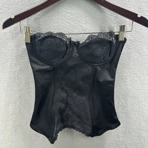 Lady Marlene corsetto vintage nero pizzo floreale disossato 38C ferretto con passanti giarrettiera - Foto 1 di 16