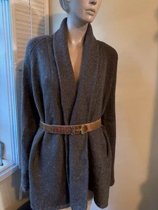 VESTE CARDIGAN VINCE CABLE KNIT LUXUEUSE TWEED CACHEMIRE MÉLANGÉ TAILLE L - Photo 1/6