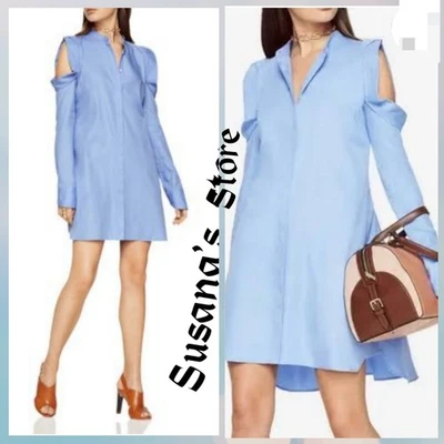 全新带标签 BCBG MAXAZRIA S 码 JESSEE 冷鞋纽扣衬衫连衣裙 198 美元 — 第 1/4 张图片