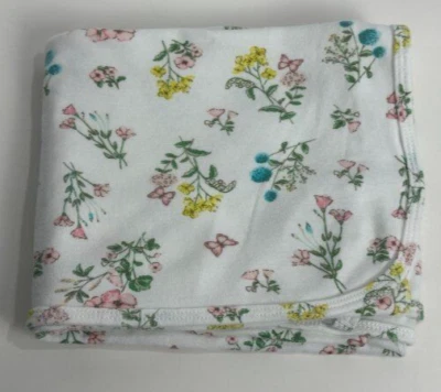 Cobertor de recepção Carters rosa turquesa e flores amarelas floral branco bebê - Imagem 1 de 4