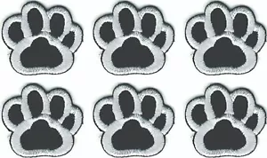 Black Dog Paw Patch Embroidered Cut out Iron on Sew on (1" in) Lot of 6 - Picture 1 of 2