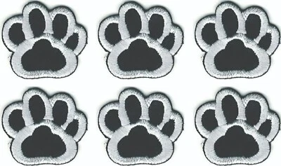 Black Dog Paw Patch Embroidered Cut out Iron on Sew on (1" in) Lot of 6 - Image 1 of 2