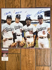 Dodgers Infield signed 16x20 Photo Russell Garvey Cey Lopes autograph JSA - Picture 1 of 8