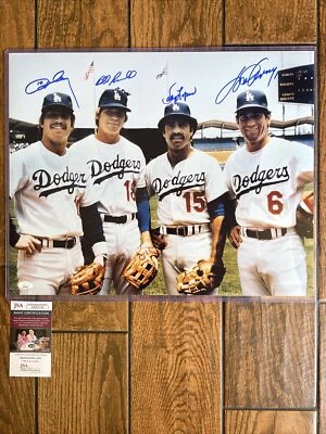 Dodgers Infield signed 16x20 Photo Russell Garvey Cey Lopes autograph JSA - Image 1 of 4