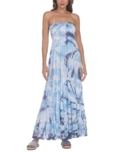 Raviya Women's Tie-Dye Strapless Maxi Cover-Up Dress Size XL NWT in Blue Sky - Picture 1 of 3
