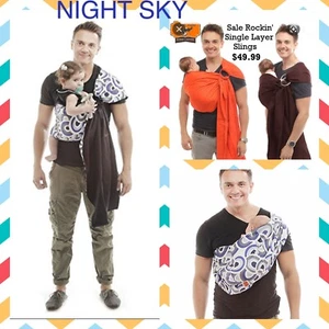 Rockin' Baby Mother  Baby Infant Sling "NIGHT SKY“ 4 Holds ~NEW Blue & Navy Back - Picture 1 of 12