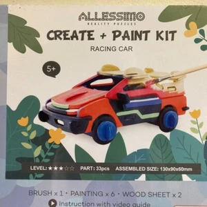 Allessimo Reality 3D Wooden Racing Car Puzzle Model Paint Kit Toys FREE SHIPPING - Picture 1 of 3