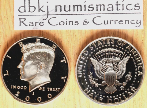 2000 S Silver Proof Kennedy Half Dollar 50¢ - Gem Cameo Proof Cover