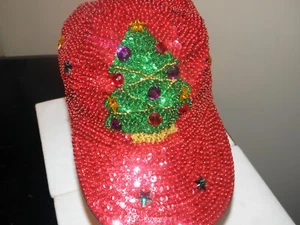 GORRA DE BÉISBOL ÁRBOL DE NAVIDAD SOMBRERO LENTEJUELAS VACACIONES SANTA CLAUS REGALO NUEVO! - Imagen 1 de 5