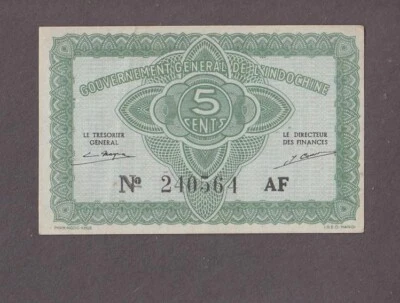 French Indochina 5 Cents Banknote P-88a ND-1942 UNC - Image 1 of 2