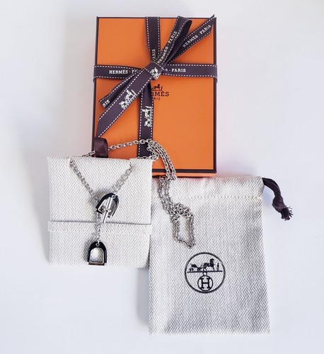 AUTENTICA COLLANA HERMÈS ETRIER NOIR NERA NUOVA!