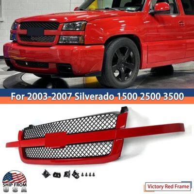Victory Red Front Grille Assembly For 2003-07 Chevrolet Silverado 1500 2500 3500 Foto 1 de 4