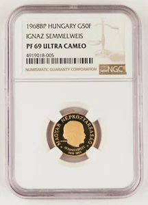 Hungary 1968 Ignaz Semmelweis 50 Forint Gold Coin NGC PF69 UC 0.1217 Oz AGW - Picture 1 of 4