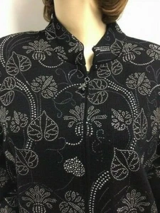 St John Evening jacket black crystal silver flowers design piallettes NWOT sz 8 - Bild 1 von 4