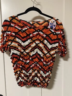 Vintage Y2K Geometric Bubble Popcorn Super Stretchy Short Sleeve Women One Size - Image 1 of 4