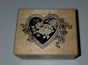 PSX D-197 ROSES HEART LOCKET + ENGLISH IVY C-542 RUBBER STAMPS - Picture 1 of 6