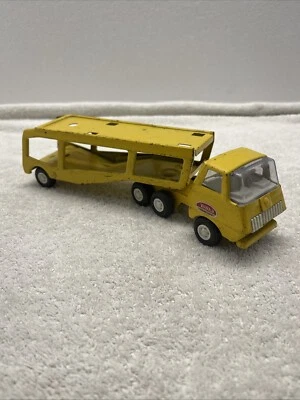 Vintage Car Hauler Tractor Trailer Yellow Auto Transport Semi no Car Tonka Truck - Image 1 of 4