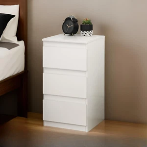 3 Drawer White Bedside Cabinet Furniture Storage Nightstand Bedroom Side Table - Picture 1 of 6