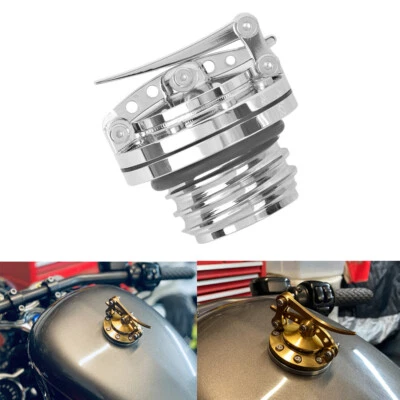 Silver Quick Release Fuel Gas Tank Oil Cap For Harley Touring Sportster 96-later Foto 1 de 4