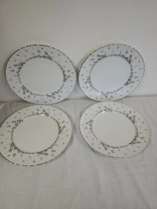 STYLE HOUSE FINE CHINA PICARDY (4) DINNER PLATES 10 1/2" JAPAN PINK GRAY ROSES - Picture 1 of 7