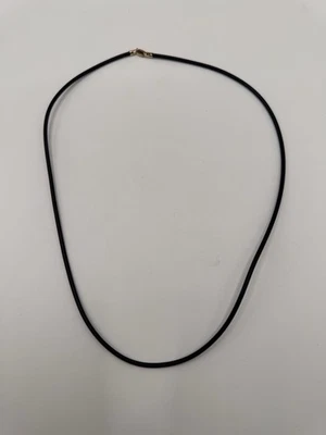 Collana in corda di gomma nera gioielli chiusura in oro 14 carati 18" - Immagine 1 di 4