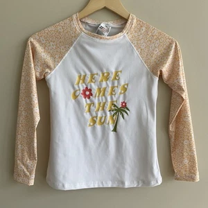BILLABONG Girl's Rash Guard Here Comes the Sun Long Sleeve Surf Swim Top Size 12 - Picture 1 of 8