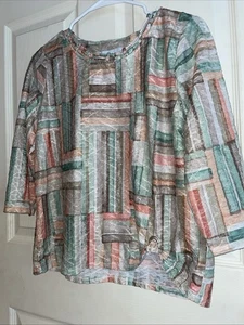 Alfred Dunner Top Multicolored Geometric  Neckline Women's PS (513) - Picture 1 of 7