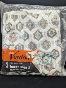 60er Jahre 100% sanforisierte Baumwolle Breitstoff Boxershorts 3 Paar Größe 42 Vintage Print - Bild 1 von 9