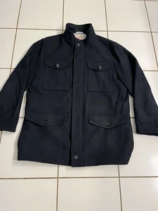 Brooks Brothers Red Fleece Wool Field Jacket XL Navy Blue Zip Button Military - Picture 1 of 5
