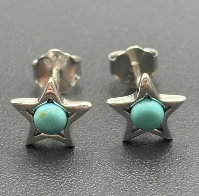 Aretes estrella turquesa plata de ley 925 nuevo estado  Foto 1 de 4