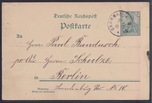 74526) SKANDAU Ostpreußen Stempel 1900 auf Postkarte nach Berlin - Picture 1 of 2