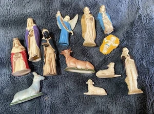 Vintage Miniature Nativity Dollhouse Holiday Decor Lot Christmas Creche 12 piece - Picture 1 of 6
