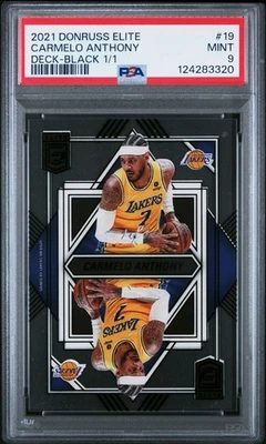 2021 Panini Donruss Elite Deck #19 Carmelo Anthony Acetate Black 1/1 PSA 9 - Image 1 of 2
