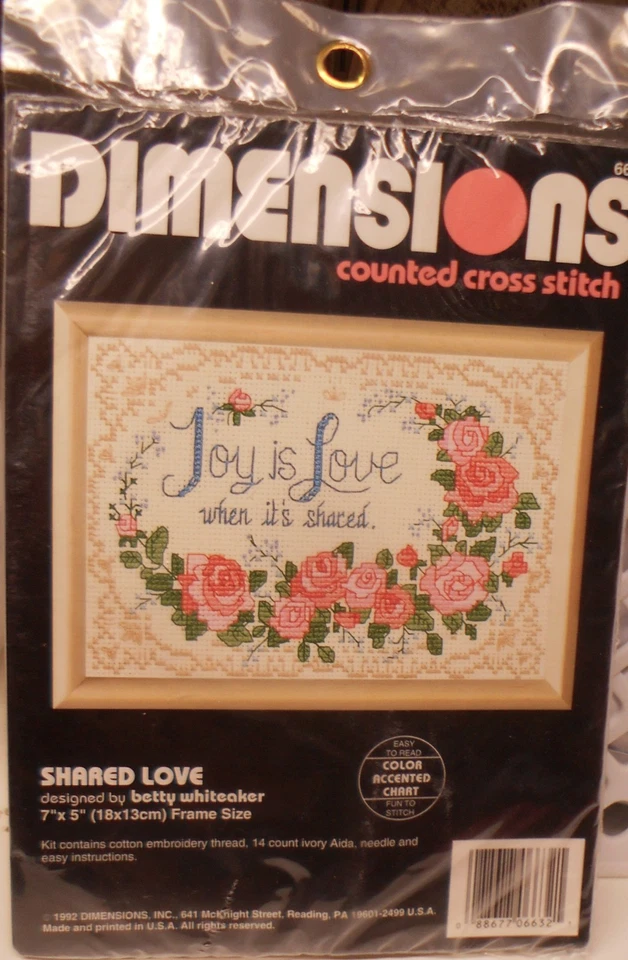 Nuevo en Paquete Dimensiones Contadas Punto de Cruz Kit AMOR COMPARTIDO #6632 5" X 7" Imagen Foto 1 de 1