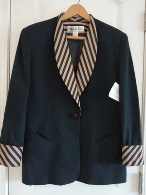 Vintage Christian Dior Wool Jacket 12P Shawl Collar Parisian Chic Old Money - Image 1 of 4