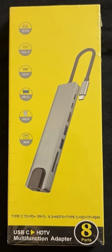 8 in 1 Multiport Type C to Usb-c 4k HDMI Adapter USB 3.0 Cable Hub up To1000mbps