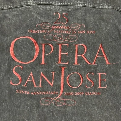 San Jose Opera Jacket Mens Medium Denim Silver Anniversary Embroidered 2008 2009 - Image 1 of 4